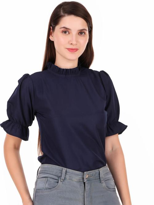 women solid puff sleeves top - 21373823 - Very Small Image - 1