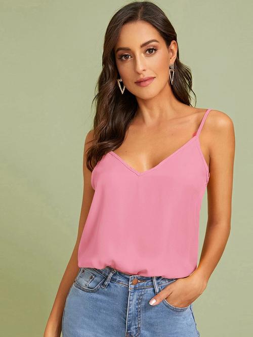 women solid shoulder strap a-line top - 21373916 - Very Small Image - 1