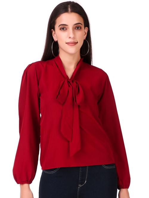 maroon crepe regular top - 21373960 - Very Small Image - 1