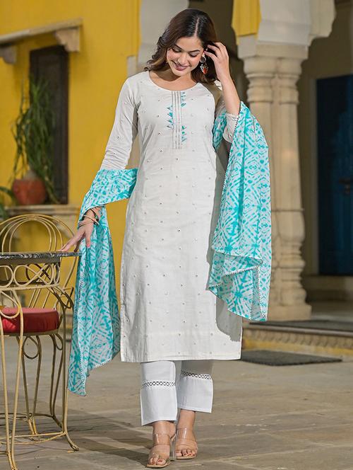 women off-white round neck suit set - 21374389 - Very Small Image - 1