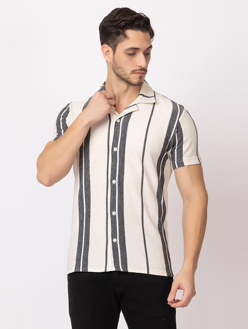 men stripes short sleeves casual shirt - 21374417 - Very Small Image - 1