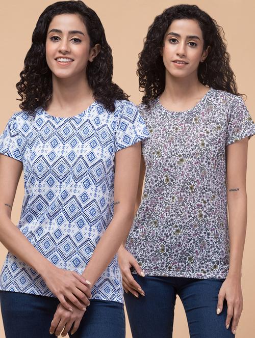 women printed multi colored combo t-shirt - 21374434 - Very Small Image - 1