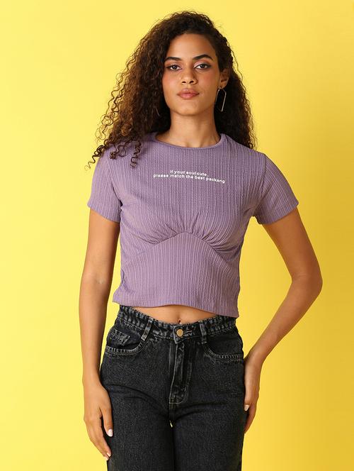 women solid printed slim fit crop top - 21378377 - Very Small Image - 1