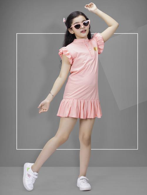 girls mandarin neck solid frock - 21379075 - Very Small Image - 1