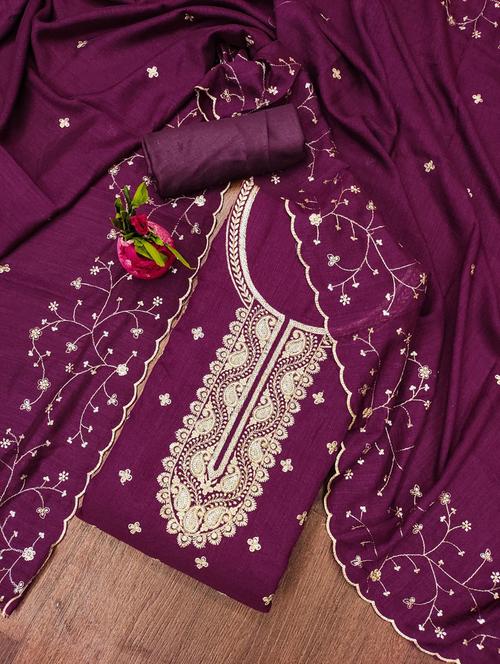 embroidered unstitched suit set - 21381156 - Very Small Image - 1