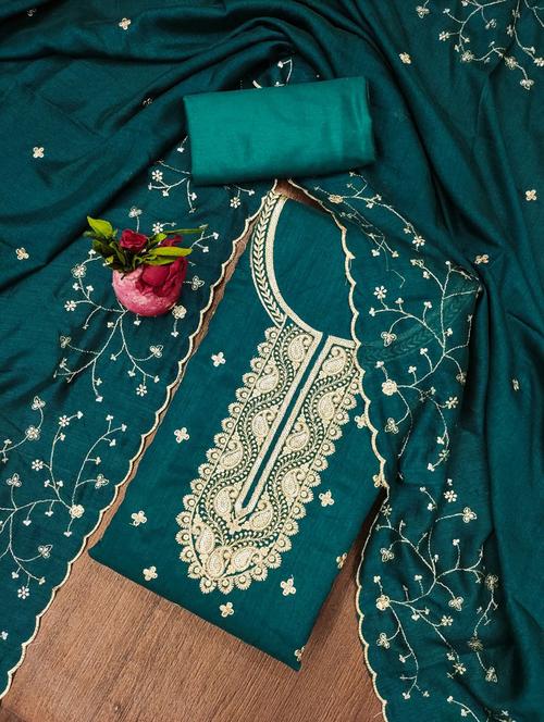 embroidered unstitched suit set - 21381157 - Very Small Image - 1