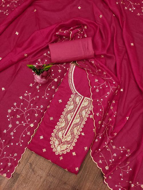 embroidered unstitched suit set - 21381158 - Very Small Image - 1