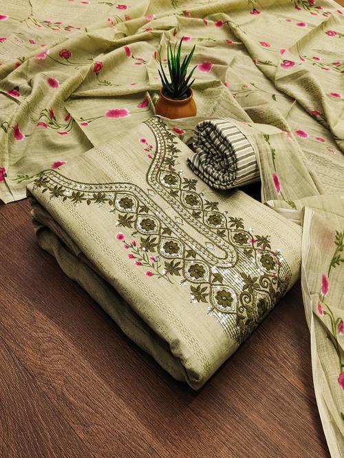 embroidered unstitched suit set - 21381164 - Very Small Image - 1