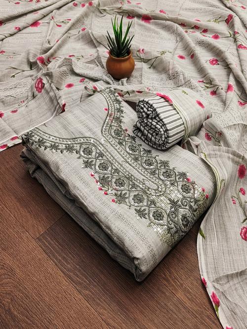 embroidered unstitched suit set - 21381165 - Very Small Image - 1