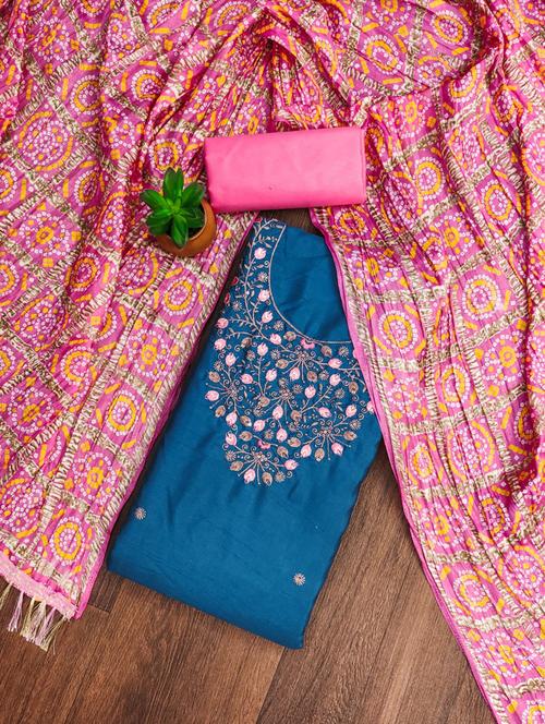 embroidered unstitched suit set - 21381167 - Very Small Image - 1