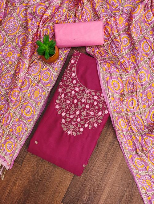embroidered unstitched suit set - 21381169 - Very Small Image - 1