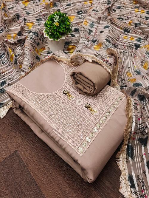embroidered unstitched suit set - 21381175 - Very Small Image - 1