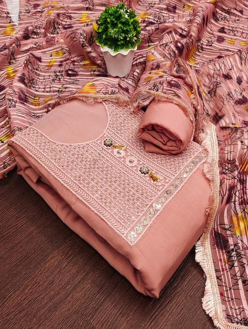 embroidered unstitched suit set - 21381180 - Very Small Image - 1