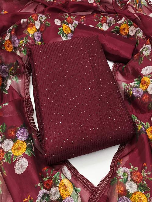 embroidered unstitched suit set - 21381185 - Very Small Image - 1