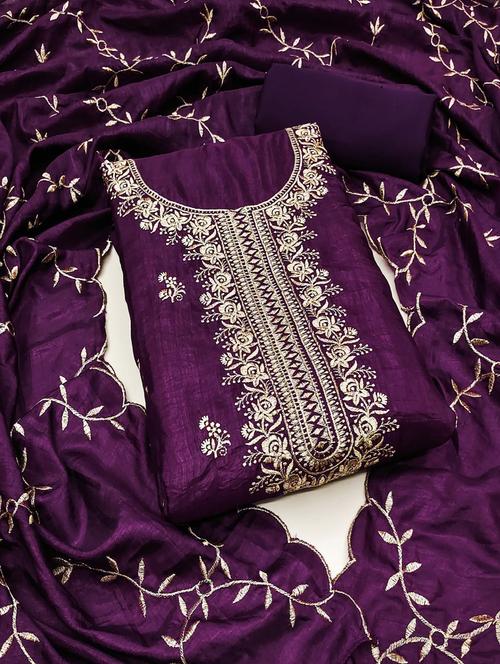women embroidered unstitched suit set - 21381279 - Very Small Image - 1