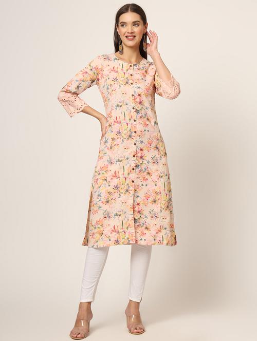 women three quarter sleeve a-line kurta - 21382267 - Very Small Image - 1