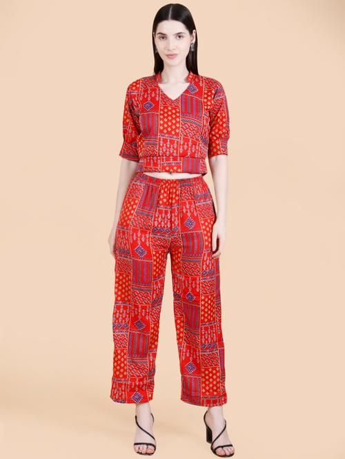 women printed top and trouser co-ord set - 21383049 - Very Small Image - 1
