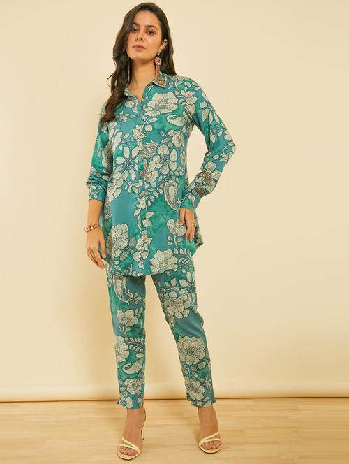 women turquoise top and trouser set co-ord - 21383298 - Very Small Image - 1