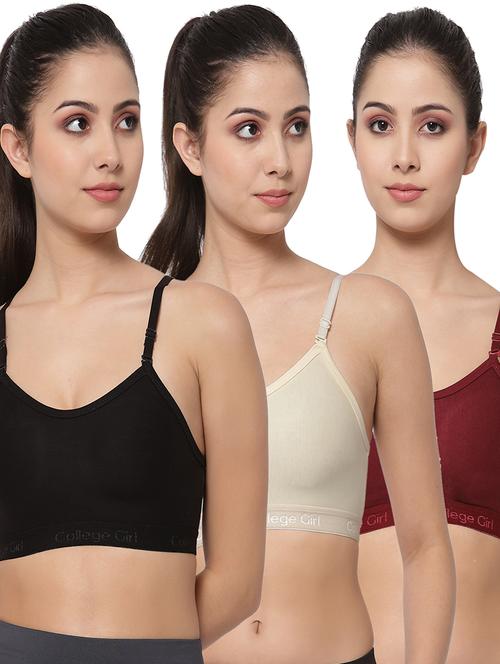 women pack of 3 solid sports bra - 21385120 - Very Small Image - 1