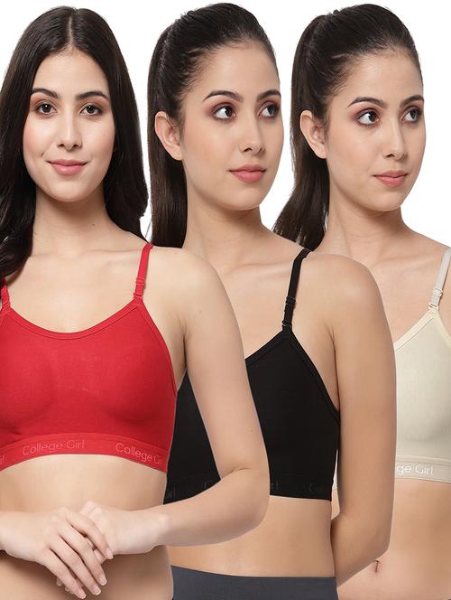 women pack of 3 solid sports bra - 21385127 - Very Small Image - 1