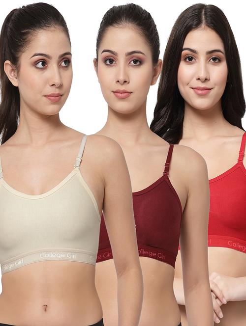 women pack of 3 solid sports bra - 21385138 - Very Small Image - 1