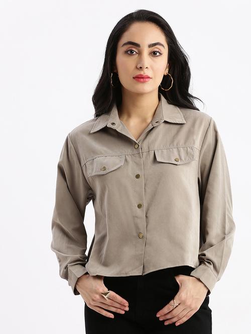 women grey denim oversized shirt - 21387607 - Very Small Image - 1