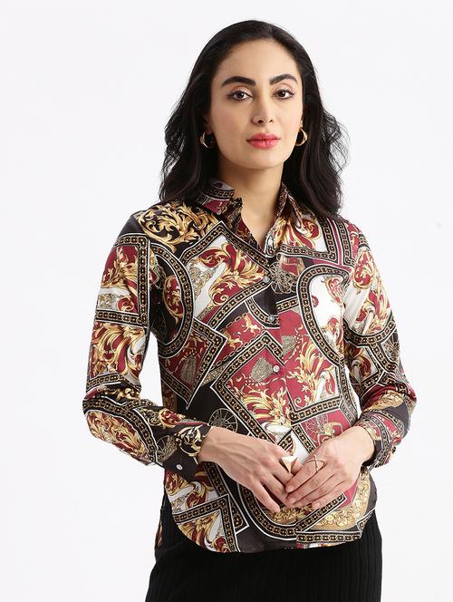 multi color printed satin shirt - 21387624 - Very Small Image - 1