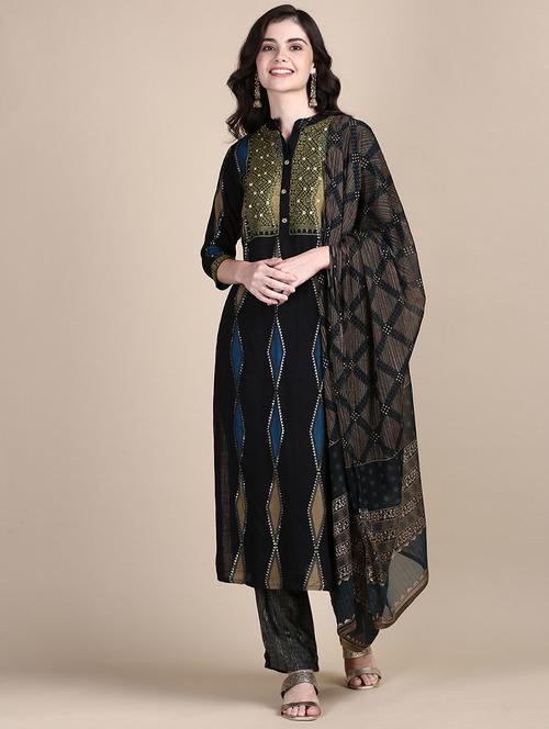women black kurta pant set with dupatta - 21387672 - Very Small Image - 1