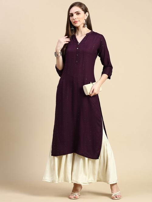 women three quarter sleeve straight kurta - 21387753 - Very Small Image - 1