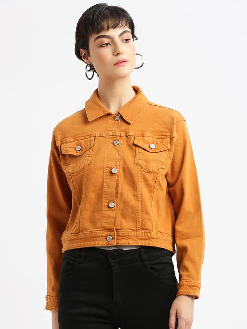 women solid denim jacket - 21387789 - Very Small Image - 1