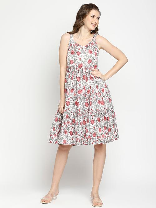 women white cotton fit & flare dress - 21387812 - Very Small Image - 1