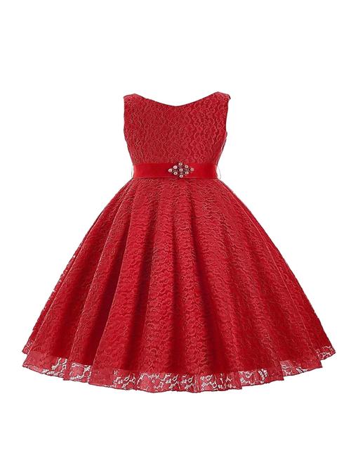 girls self design fit & flare frock - 21389466 - Very Small Image - 1