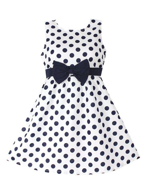 girls round neck polka dots printed frock - 21389473 - Very Small Image - 1