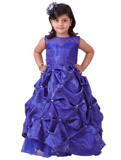 girls round neck full lenght frock - 21389480 - Very Small Image - 1