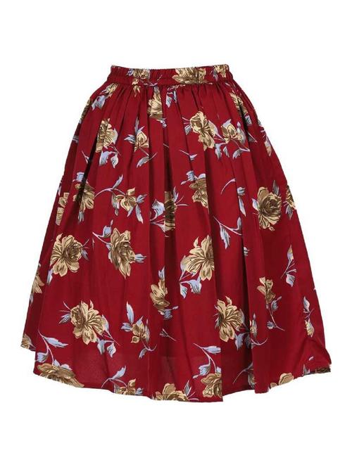 kids maroon crepe flared skirt - 21389608 - Very Small Image - 1