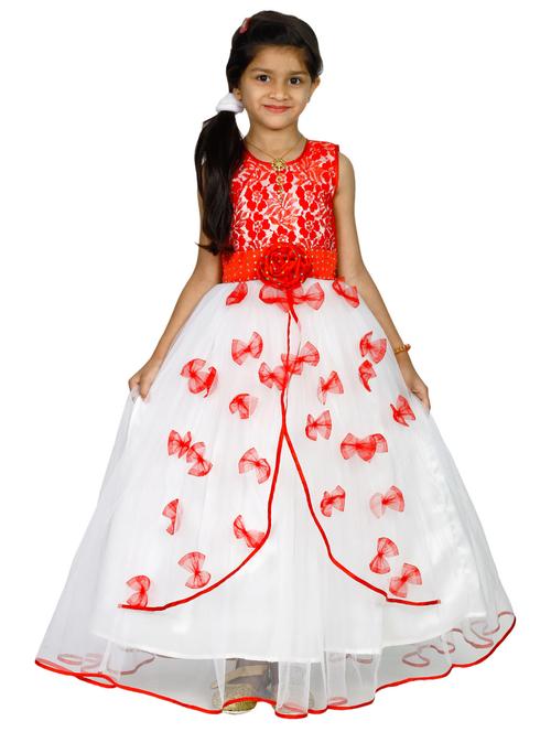 girls white self design detailed gown - 21389631 - Very Small Image - 1