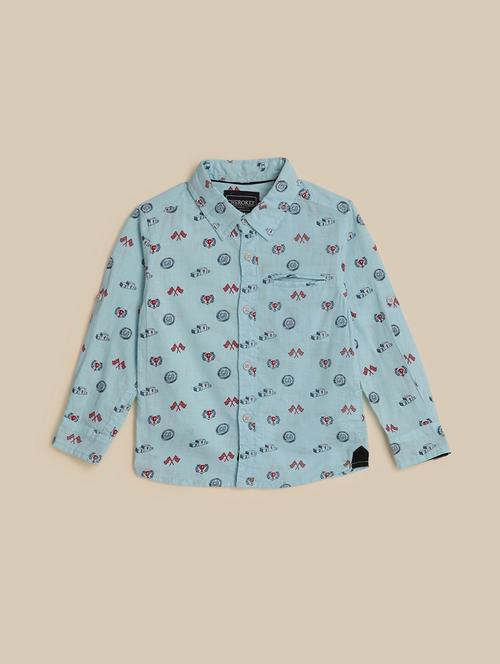 kids light blue cotton shirt - 21389660 - Very Small Image - 1