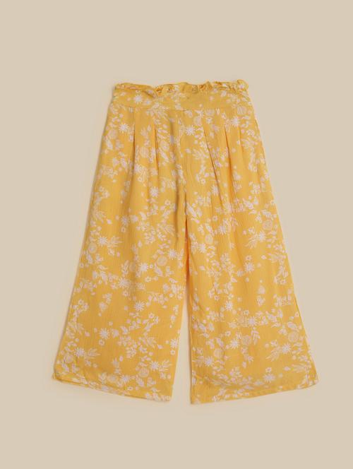 kids yellow cotton printed palazzo - 21389671 - Very Small Image - 1