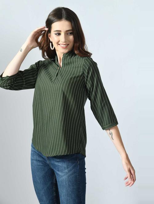women green cotton blend regular top - 21389915 - Very Small Image - 1