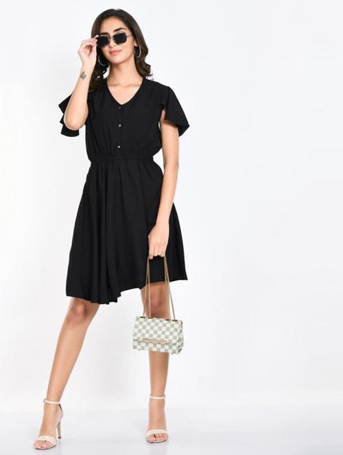 women black viscose a-line dress - 21389993 - Very Small Image - 1