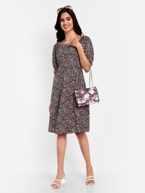 women black viscose a-line dress - 21390064 - Very Small Image - 1
