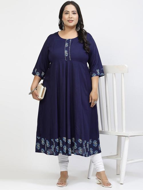 women three quarter sleeve flared kurta - 21391090 - Very Small Image - 1