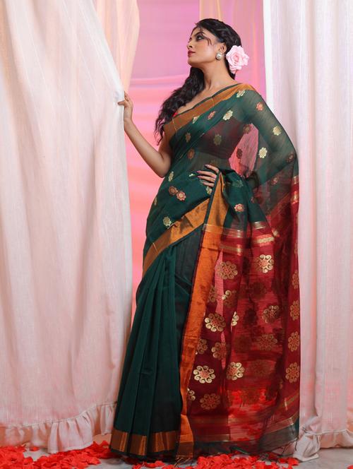 self design handloom saree with blouse - 21392451 - Very Small Image - 1