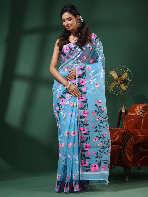 women self design jamdani saree - 21392634 - Very Small Image - 1