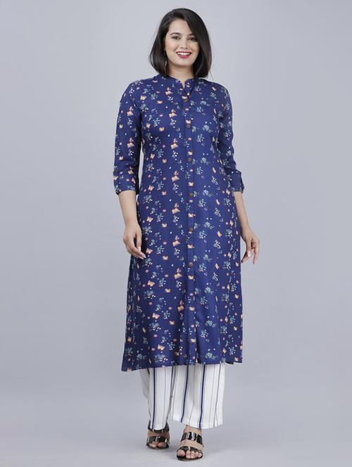 blue printed kurta palazzo set - 21393453 - Very Small Image - 1