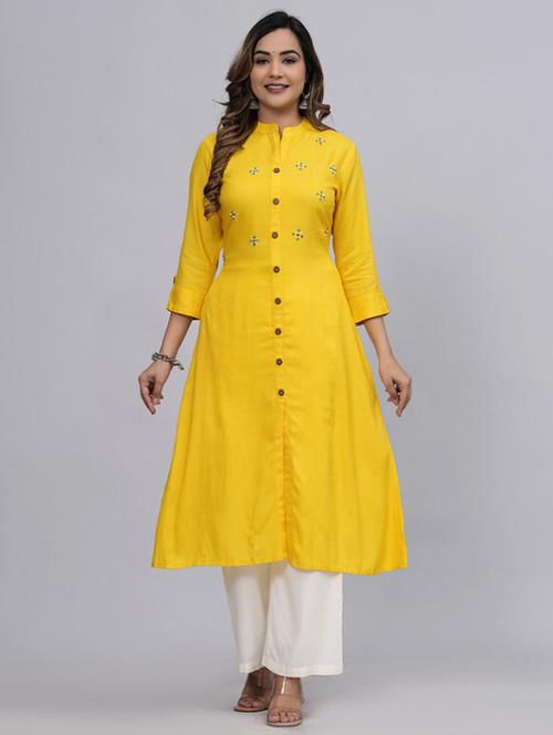 yellow kurta palazzo set - 21393465 - Very Small Image - 1
