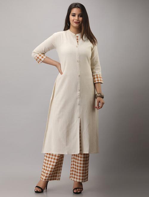 white kurta palazzo set - 21393554 - Very Small Image - 1