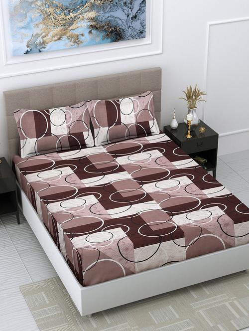 fabinaliv multicolor geometric 300 tc cotton blend king size double bedsheet with 2 pillow covers - 21393707 - Very Small Image - 1