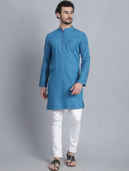 men mandarin neck printed long kurta - 21393745 - Very Small Image - 1
