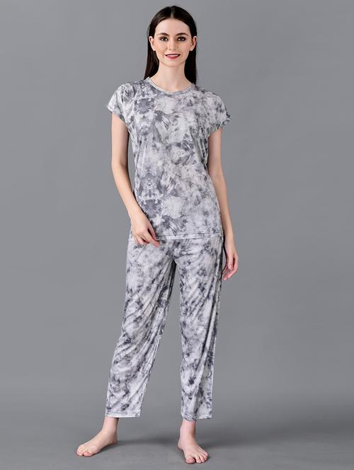 women grey cotton blend pyjama set - 21393931 - Very Small Image - 1